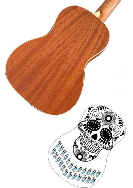 Çiçekkafa Siyah Renk Ukulele Akor Cetveli Tablosu Stickeri Etiketi modelleri