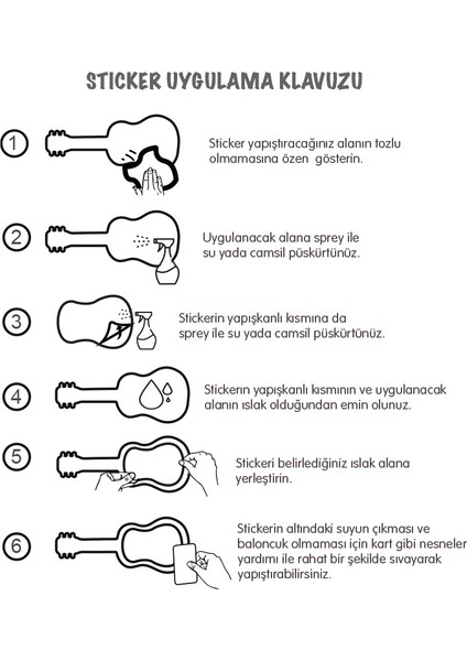 Çiçekkafa Siyah Renk Ukulele Akor Cetveli Tablosu Stickeri Etiketi indirimleri