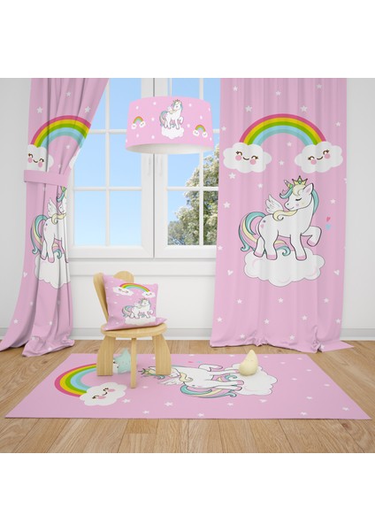 Talia Home Unicorn Desenli Çocuk Odası Fon Perdesi 2 Kanat TLA-170 TLA-170