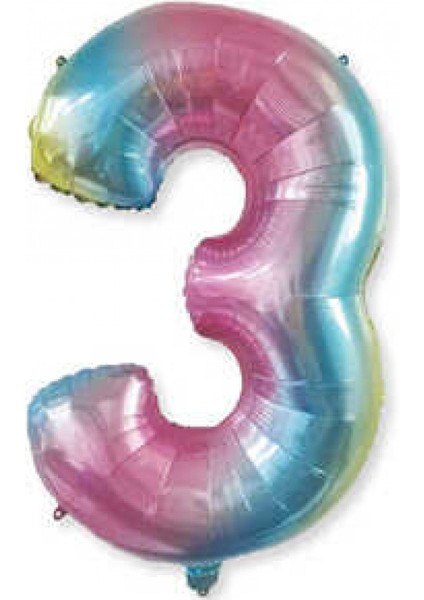 Folyo Balon Rakam 3 40 Inc Rengarenk Pk:1-1