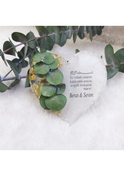 30 Adet Okalipsüs Çiçekli Epoksi Kalp Söz Nişan Lik Nikah Şekeri