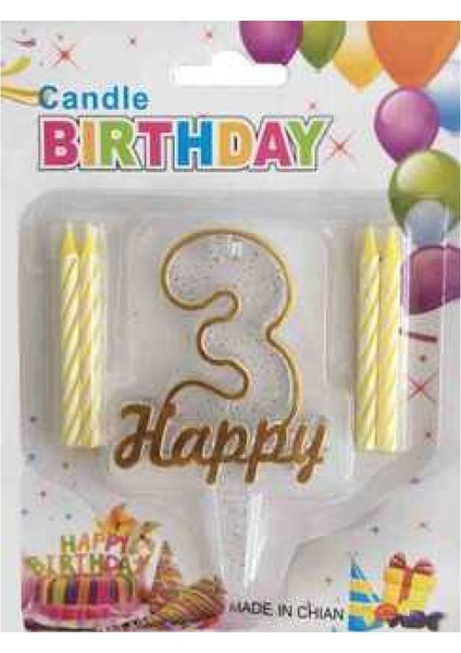 Mum 3 Yaş Happy Yazılı Altın Pk:1-1