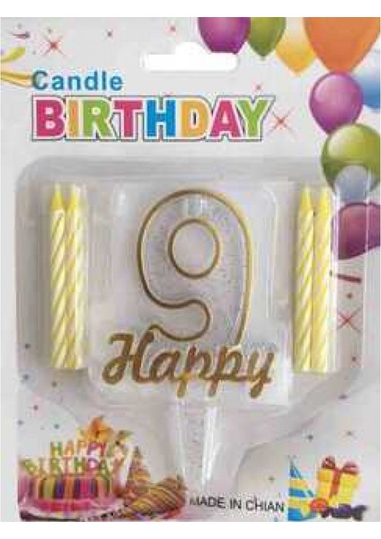 Mum 9 Yaş Happy Yazılı Altın Pk:1-1