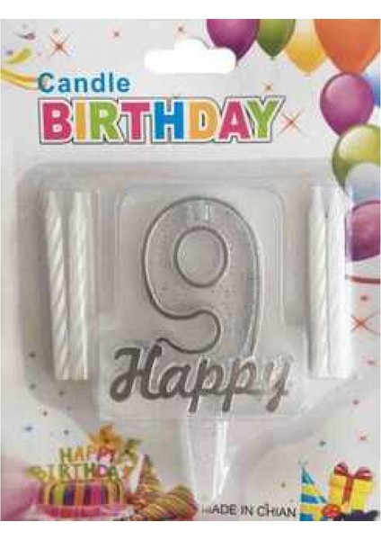 Mum 9 Yaş Happy Yazılı Gümüş Pk:1-1