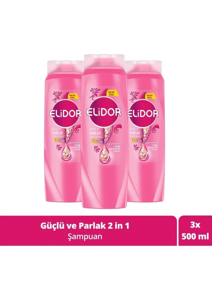 Superblend 2'Si 1 Arada Şampuan Ve Saç Bakım Kremi Güçlü Ve Parlak 500 Ml X3