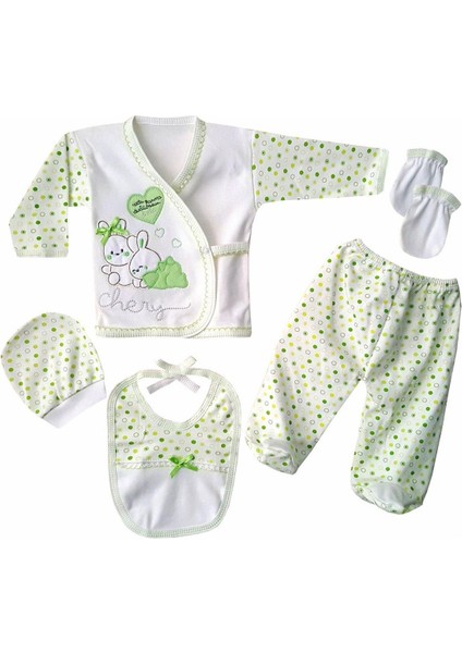 Chery Kalpli Tavşan 5 Parça Bebek Hastane Çıkış Seti - Yeşil