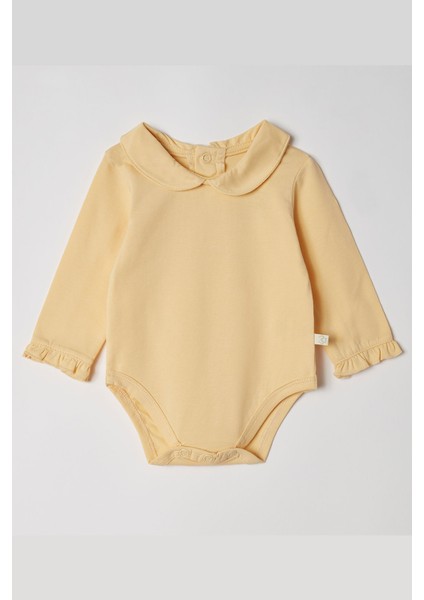 Organik Bebe Yaka Suprem Body,sarı
