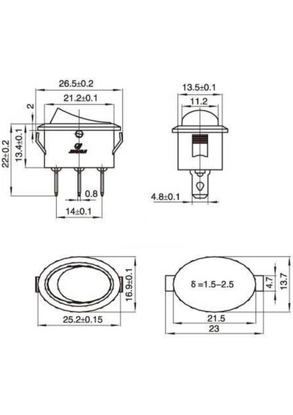 IC134B Oval Işıklı Anahtar On-Off 3p