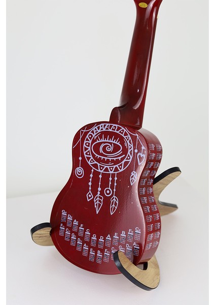 Gözyaşı Beyaz Renk Ukulele Akor Cetveli Tablosu Stickeri Etiketi