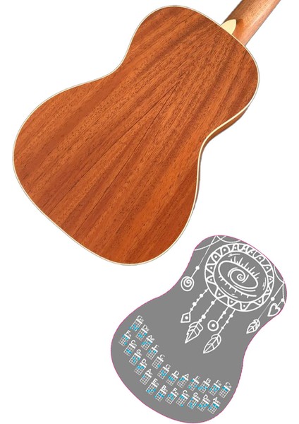 Gözyaşı Beyaz Renk Ukulele Akor Cetveli Tablosu Stickeri Etiketi modelleri