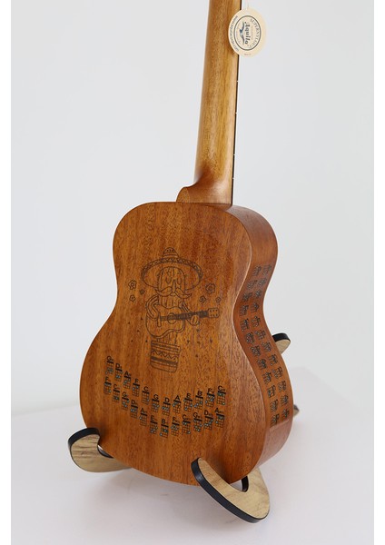 Havana Siyah Renk Ukulele Akor Cetveli Tablosu Stickeri Etiketi