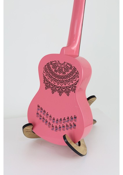 Mandala Siyah Renk Ukulele Akor Cetveli Tablosu Stickeri Etiketi