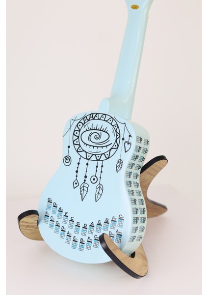 Gözyaşı Siyah Ukulele Akor Cetveli Tablosu Stickeri Etiketi