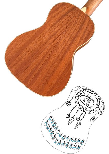 Gözyaşı Siyah Ukulele Akor Cetveli Tablosu Stickeri Etiketi modelleri