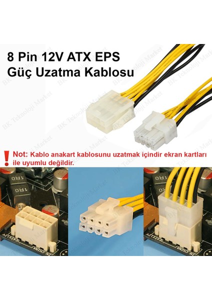 8 Pin Erkek - Dişi Anakart Güç Kaynağı Uzatma Kablosu 30CM fiyatları