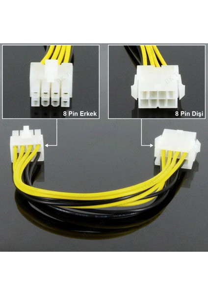 8 Pin Erkek - Dişi Anakart Güç Kaynağı Uzatma Kablosu 30CM modelleri