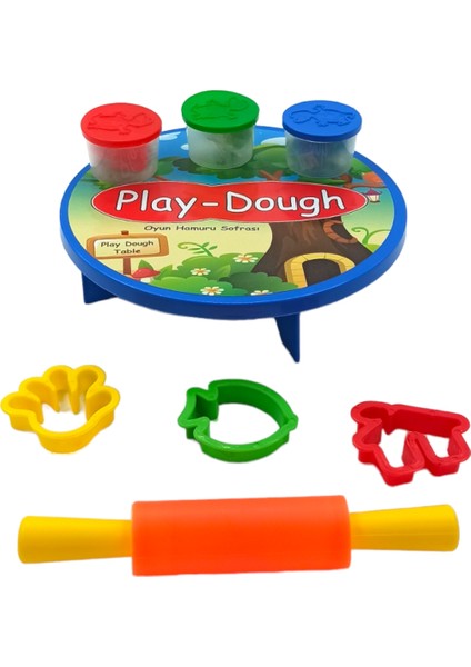 Play Dough Oyun Hamuru Seti Sofralı Merdaneli 3 Renk Hamurlu Kalıplı Oyun Hamuru Seti