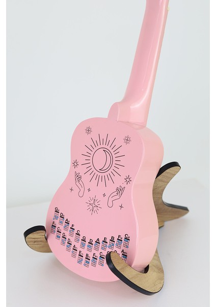 Ay Siyah Renk Ukulele Akor Cetveli Tablosu Stickeri Etiketi