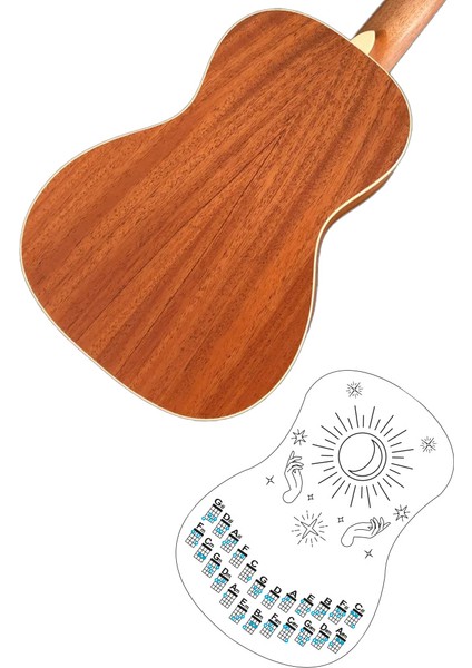 Ay Siyah Renk Ukulele Akor Cetveli Tablosu Stickeri Etiketi modelleri