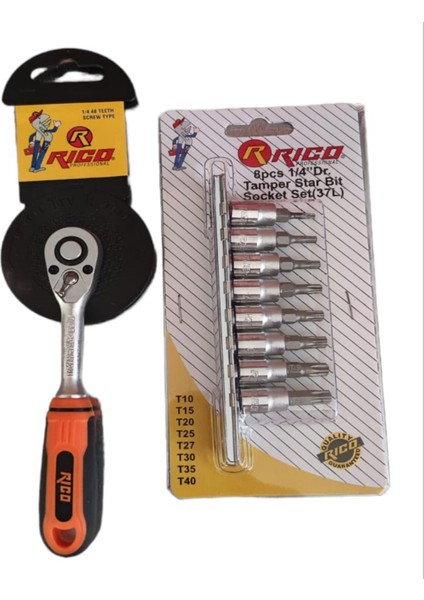 1/4 Küçük Torx Lokmalı Torx Seti Takımı ve 1/4 Lokma Cırcır Kolu