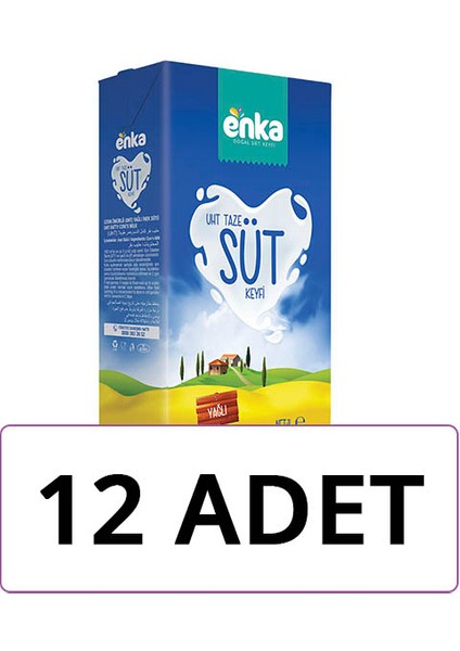 Tam Yağlı Uht Süt 12 x 1 lt