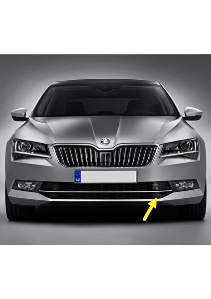 Skoda Superb 3 2015-2019 Ön Tampon Sol Sis Farı Yan Izgarası Kromlu 3V0853665