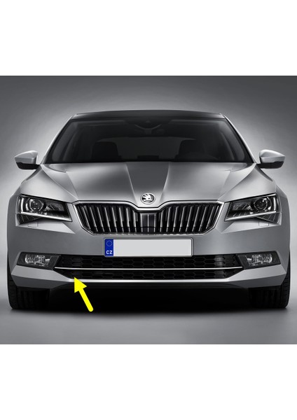 Skoda Superb 3 2015-2019 Ön Tampon Sağ Sis Farı Yan Izgarası Kromlu 3V0853666