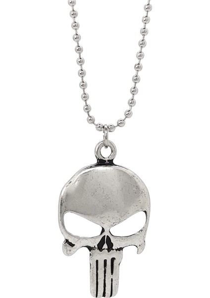 Punisher Kurukafa Kolye - Top Zincirli Gümüş Kaplama