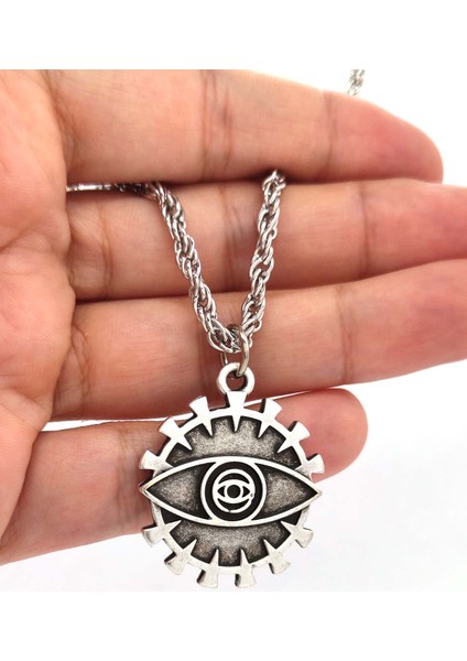Şans Gözü Nazar Kolye Antik Gümüş Kaplama Burgu Zincir modelleri