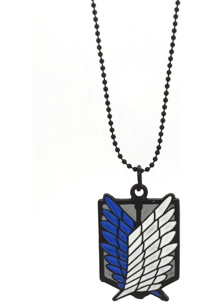 Attack On Titan Anime Fan Kolye Top Zincirli Siyah Renk Kolye