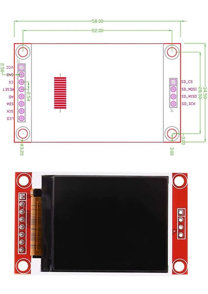 1.8 Inch LCD Tft Modül Qvga 128X160 Pixel 1.8” 8 Pin Spı Seri Ekran