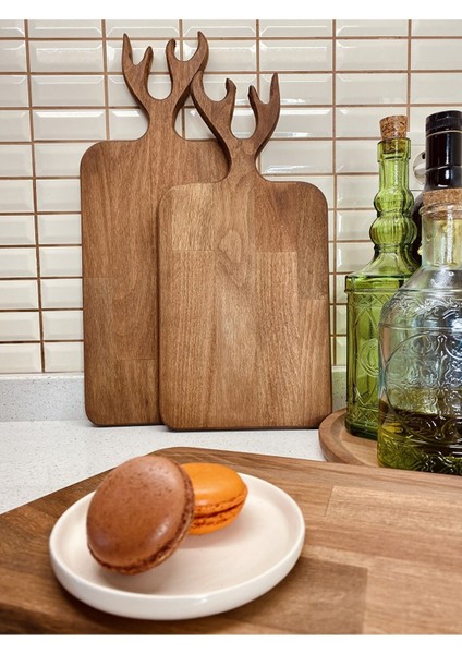 Geyik Figürlü Kesme Tahtası İkili Set