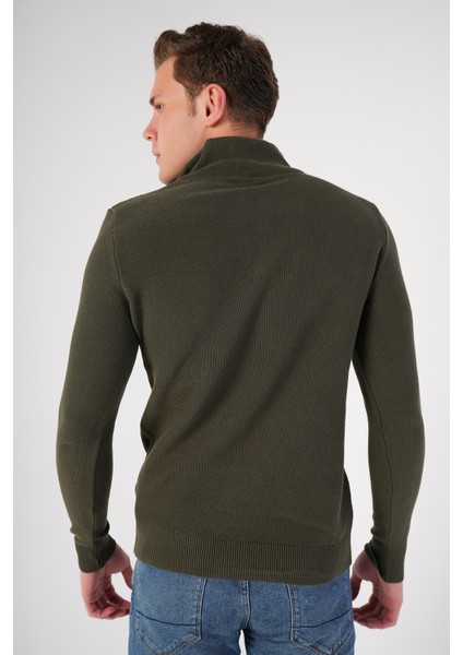 Erkek Haki %100 Pamuk Fermuarlı Dik Yaka Triko Kazak TRIST-1191 modelleri