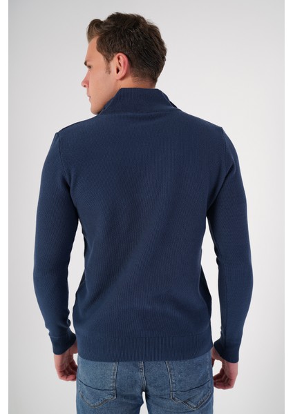 Indigo Erkek Pamuklu Fermuarlı Dik Yaka Triko Kazak TRIST-1191 modelleri