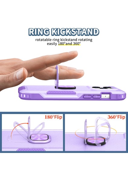 Iphone 14 Pro Max 3 Için 1 Ring Tutucu Telefon Kılıfı (Light Mor)