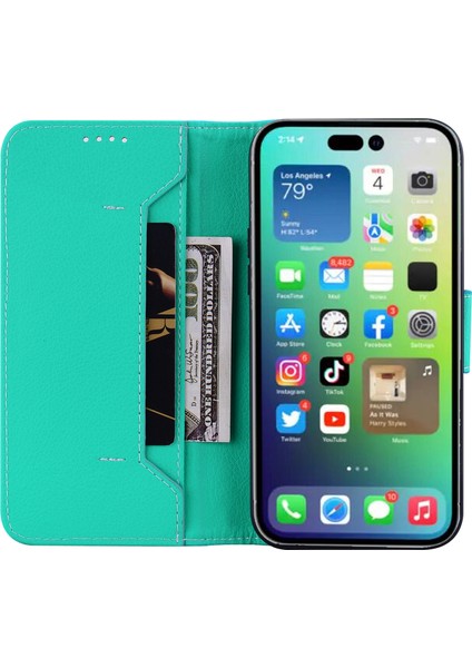 Iphone 14 Pro Max Litchi Rfıd Deri Telefon Kılıfı (Kırmızı)(Yurt Dışından) fırsatları