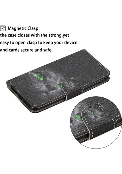 Iphone 14 Pro Max 3D Renkli Çizim Flip Deri Telefon Kılıfı (Kara Kedi) fiyatları