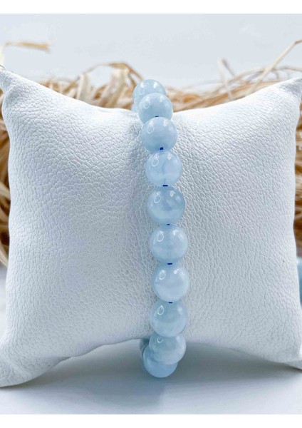 Akuamarin Doğal Taş Bileklik 8 mm