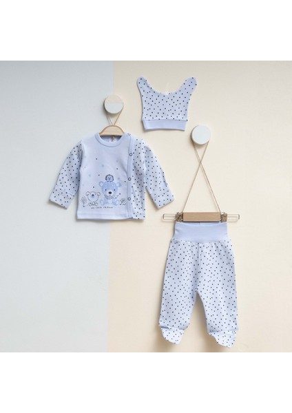My Little Friends Baskılı 3 Lü Set - Mavi - 0-3 Ay