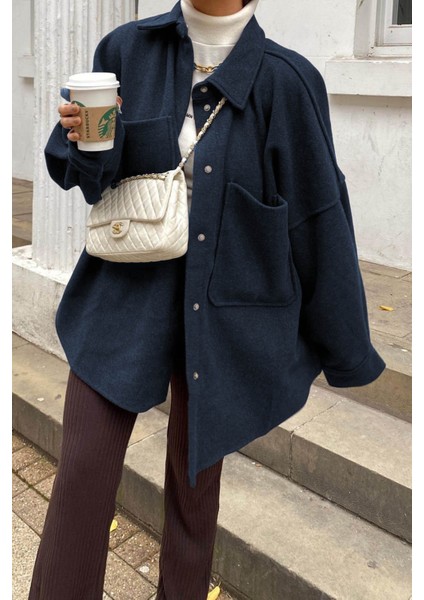 Mad Girls Lacivert Over Size Gömlek Ceket MG1281 fiyatları