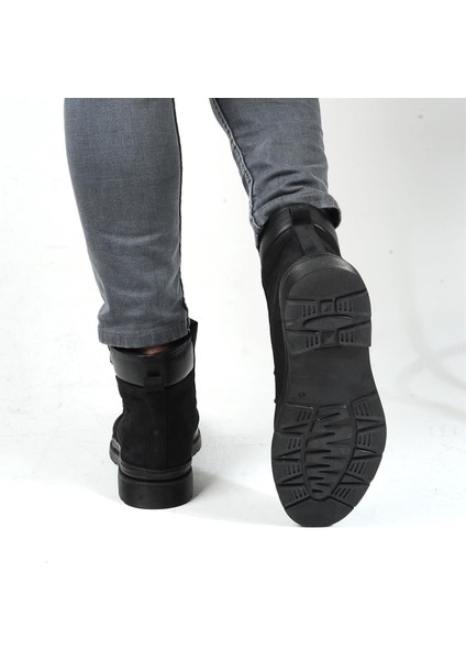 220235 Siyah Nubuk Kışlık Erkek Deri Bot modelleri