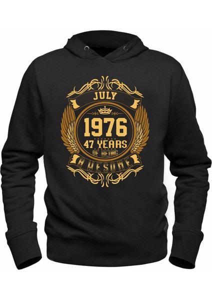 Vintage Gold Awesome Series July 1976 Siyah Sweatshirt