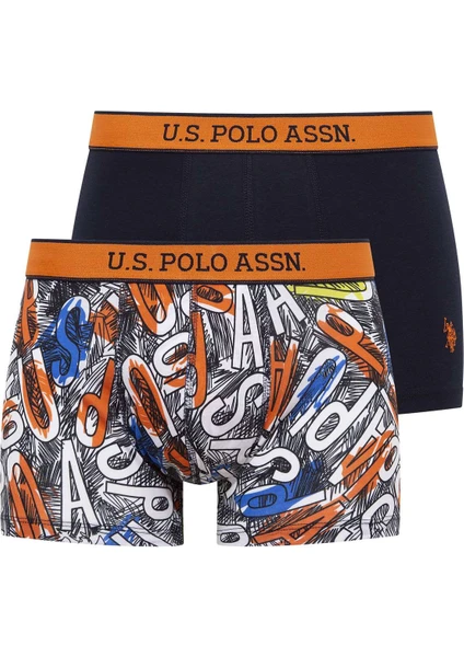 U.S. Polo Assn. Erkek Baskılı-Lacivert 2'li Boxer 80478