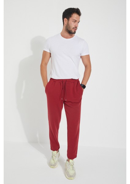 Erkek 3 Iplik Cepli Beli ve Paçası Lastikli Düz Eşofman Altı