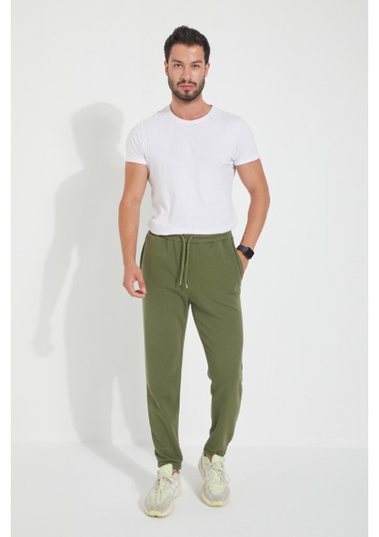 Erkek 3 Iplik Cepli Beli ve Paçası Lastikli Düz Eşofman Altı