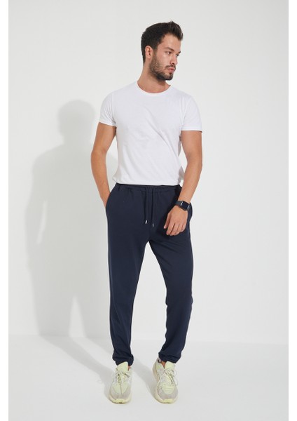 Erkek 3 Iplik Cepli Beli ve Paçası Lastikli Düz Eşofman Altı