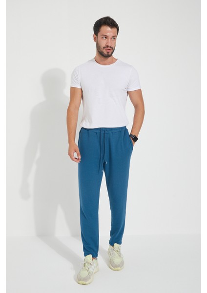 Erkek 3 Iplik Cepli Beli ve Paçası Lastikli Düz Eşofman Altı