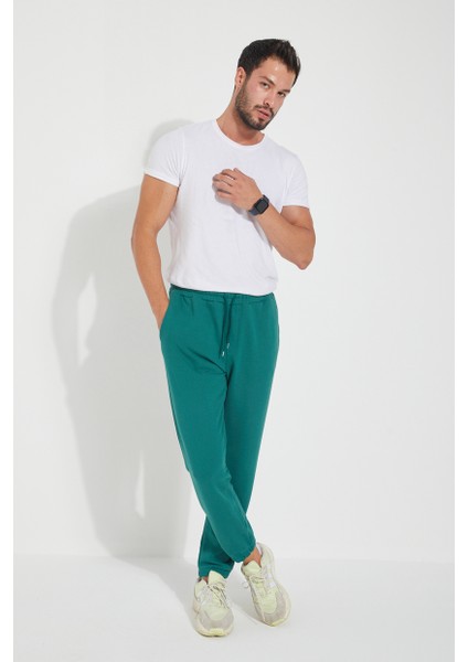 Erkek 3 Iplik Cepli Beli ve Paçası Lastikli Düz Eşofman Altı