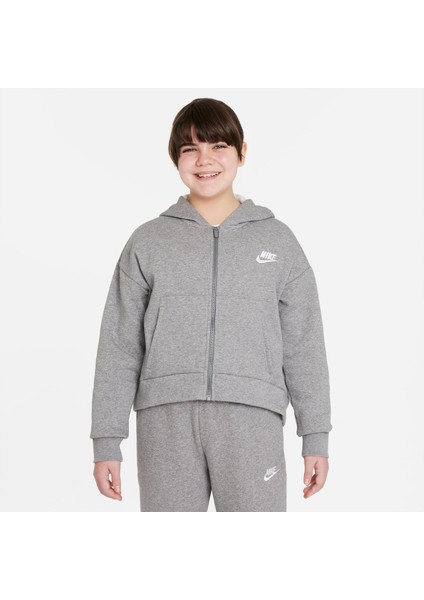 Sportswear Club Fleece Çocuk Gri Kapüşonlu Sweatshirt DC7118