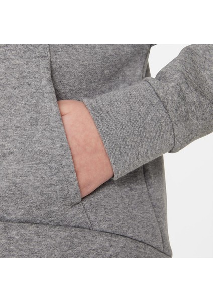 Sportswear Club Fleece Çocuk Gri Kapüşonlu Sweatshirt DC7118 modelleri